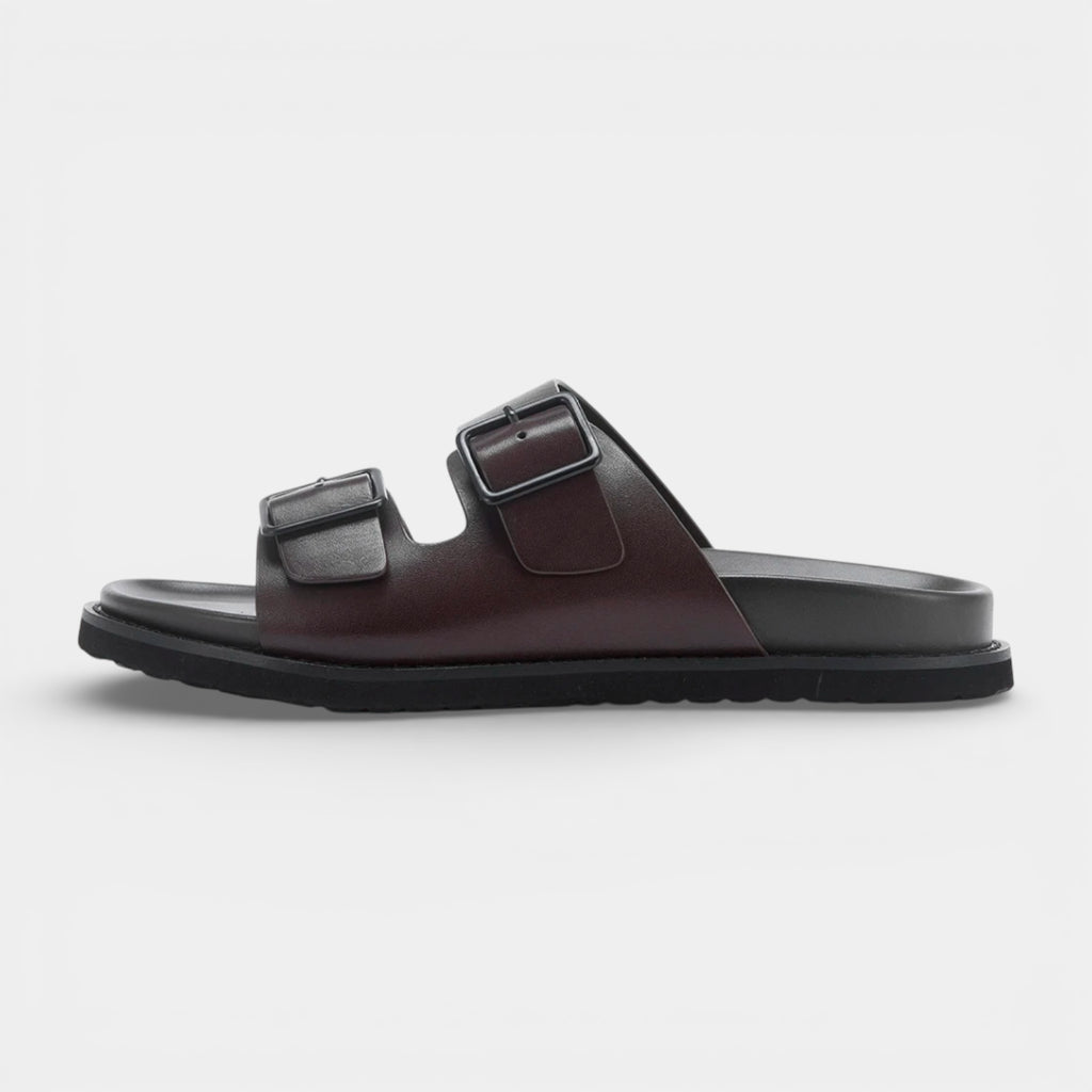 Double Buckle Slide Sandals Adjustable Strap for Men