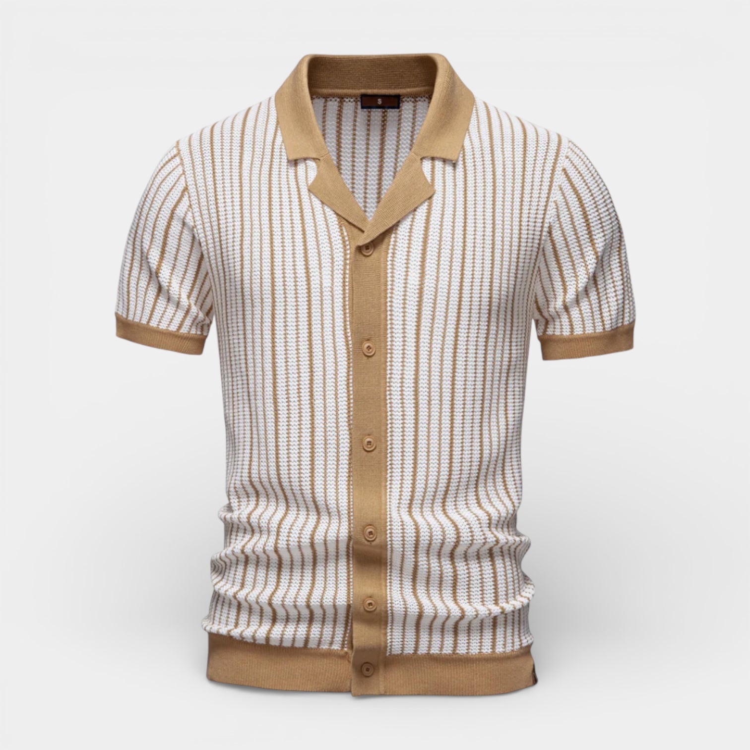 Short Sleeve Knit Polo Shirt Button-Up Regular Fit for Men