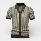 Short Sleeve Knit Polo Shirt Button-Up Regular Fit for Men