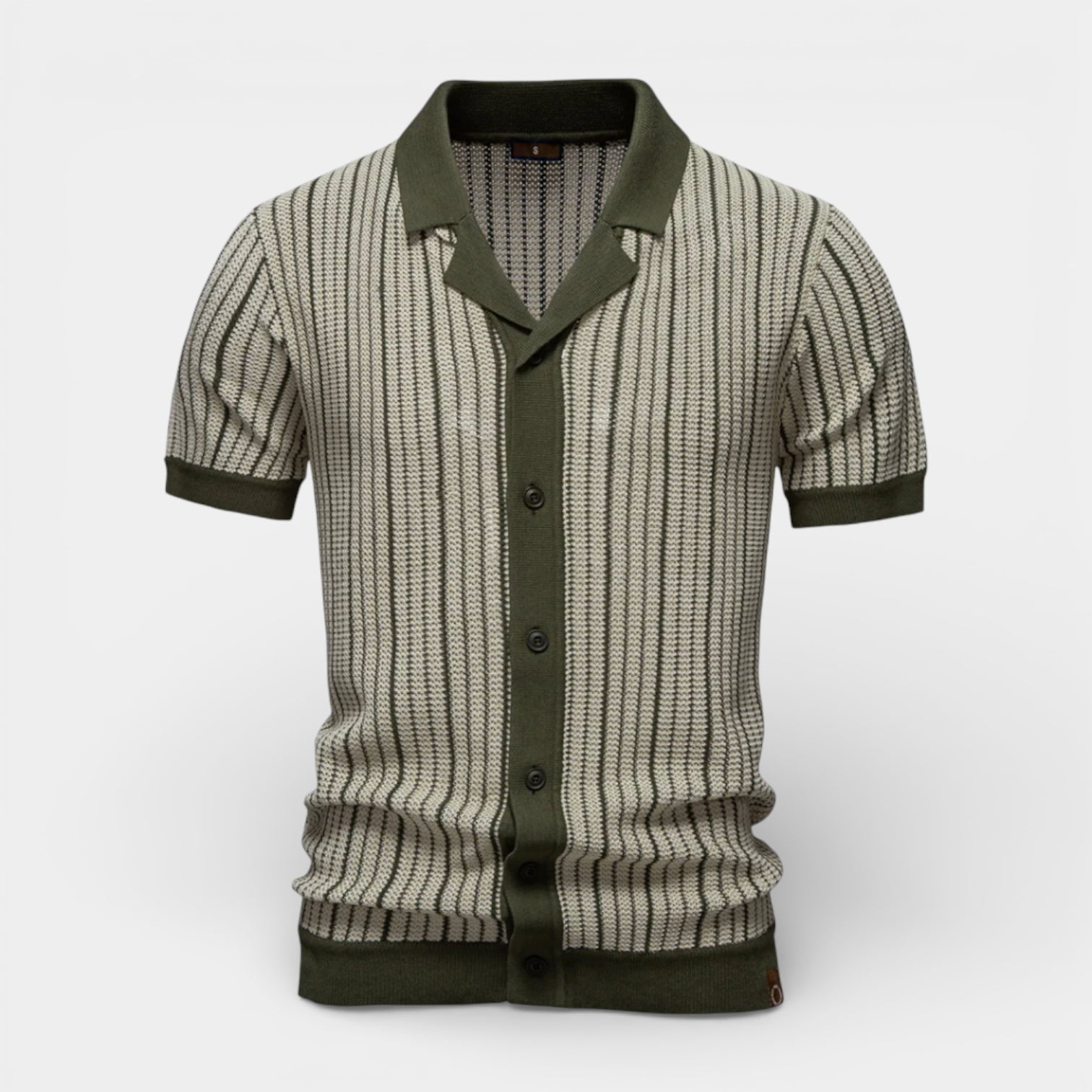 Short Sleeve Knit Polo Shirt Button-Up Regular Fit for Men