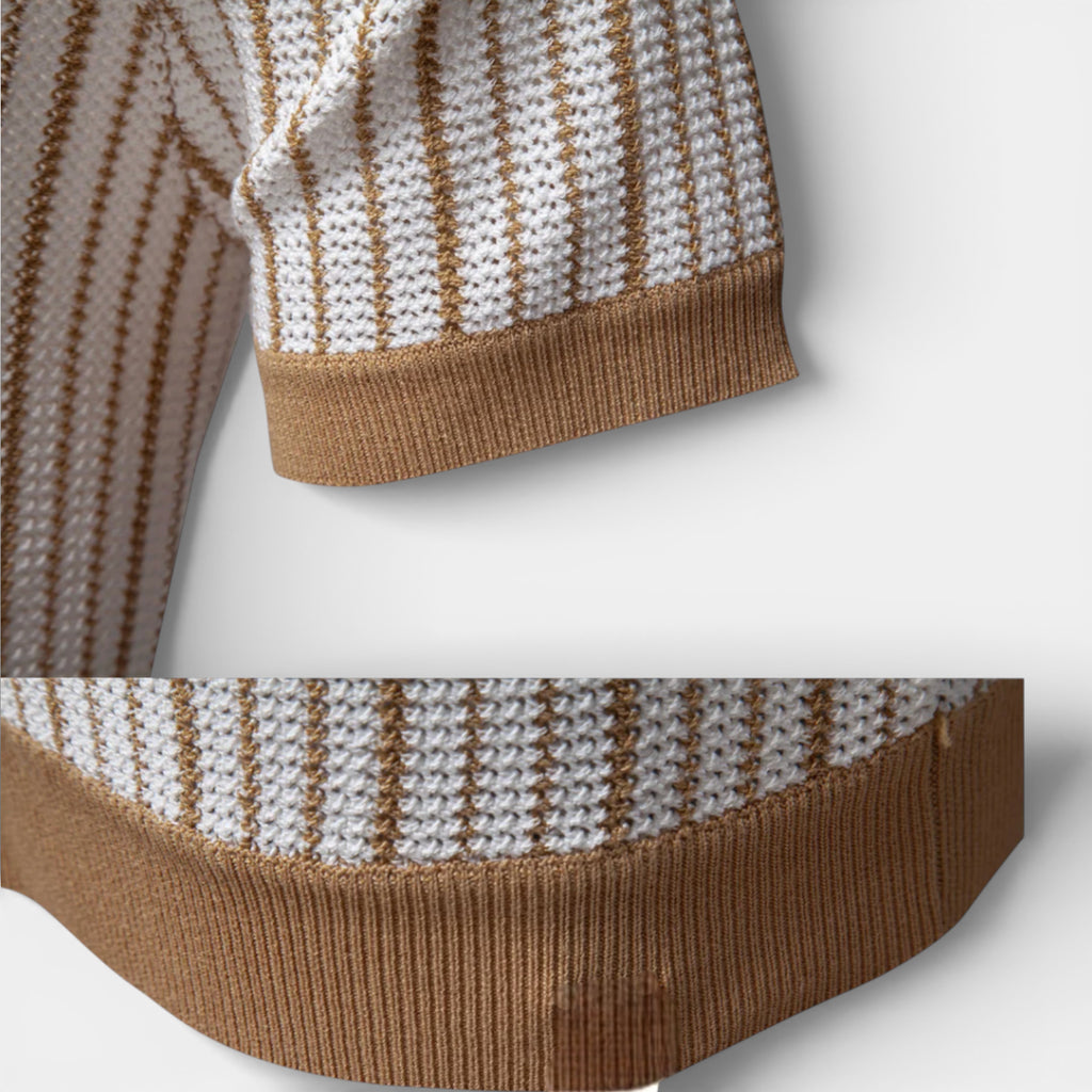 Short Sleeve Knit Polo Shirt Button-Up Regular Fit for Men