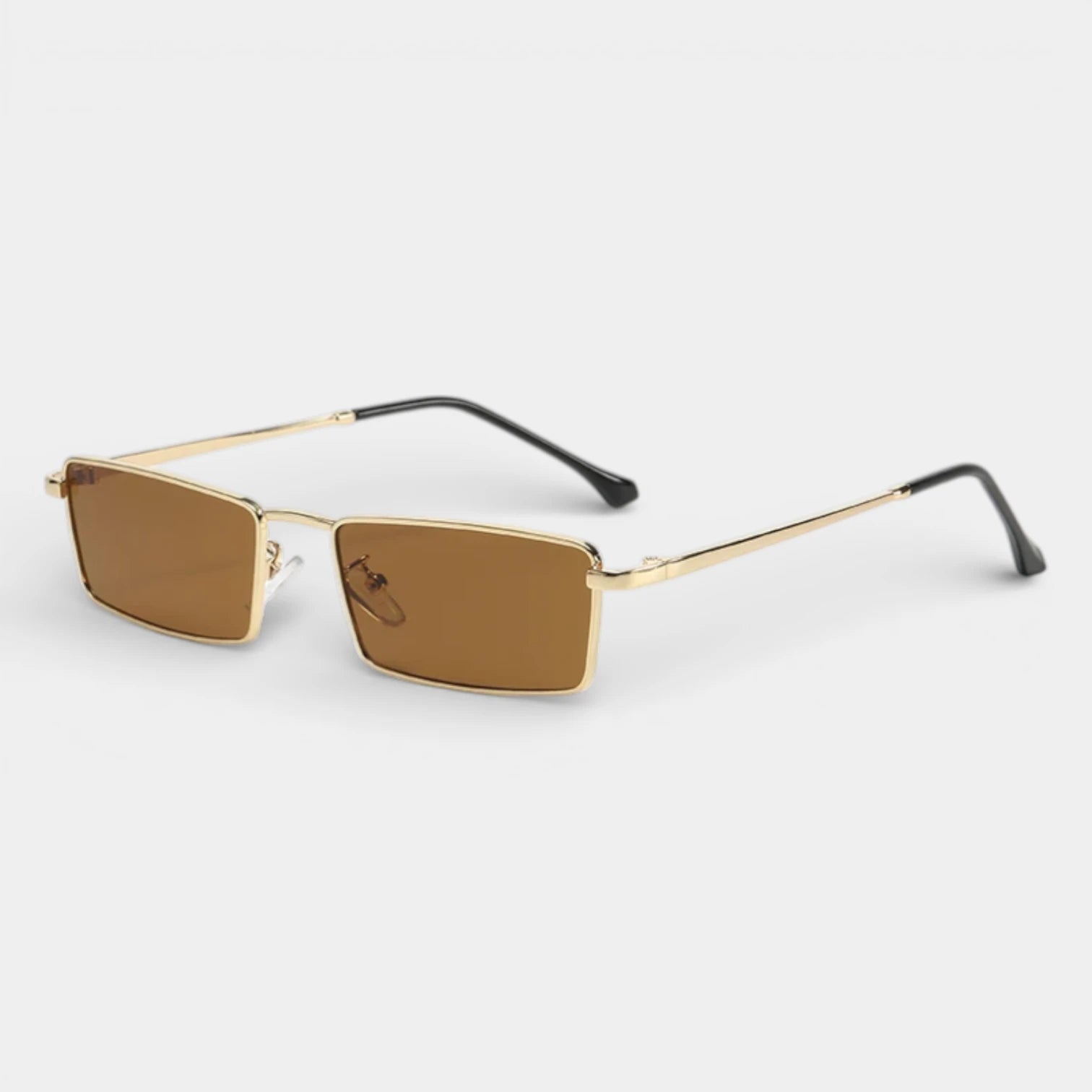 Rectangular Slim Metal Frame Sunglasses Tinted for Men