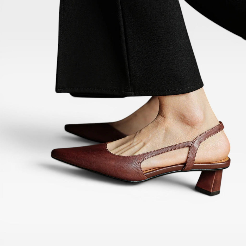 Women's Genuine Leather Pointed Kitten Heels