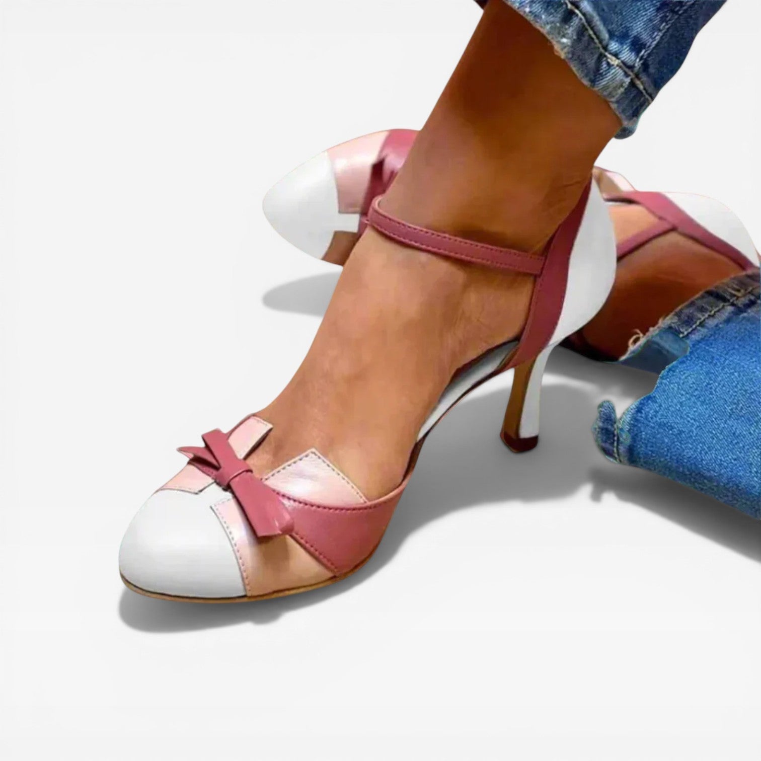 Women's Two-Tone Kitten Heel Mary Jane Pumps