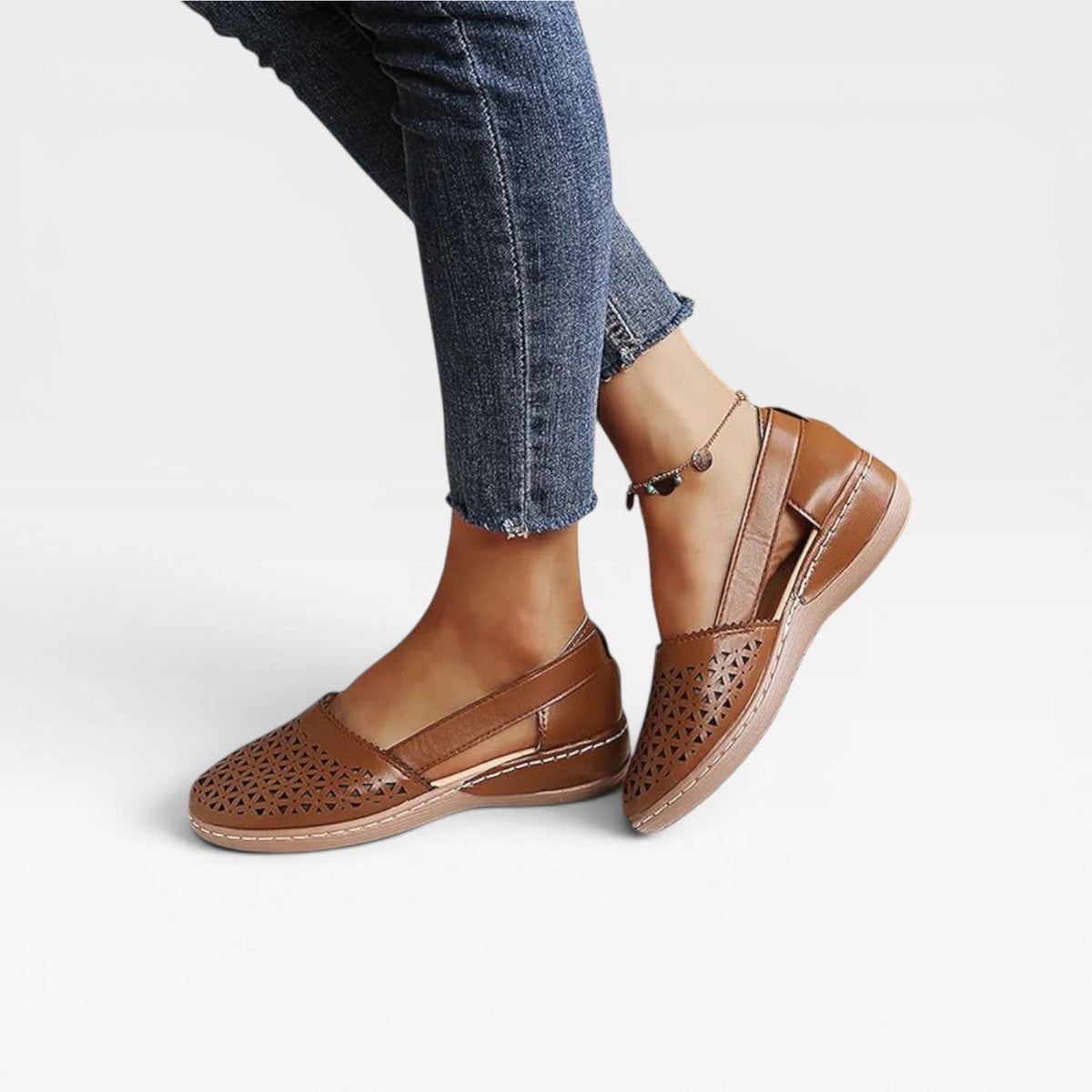 Women's Cutout Closed-Toe Wedge Sandals