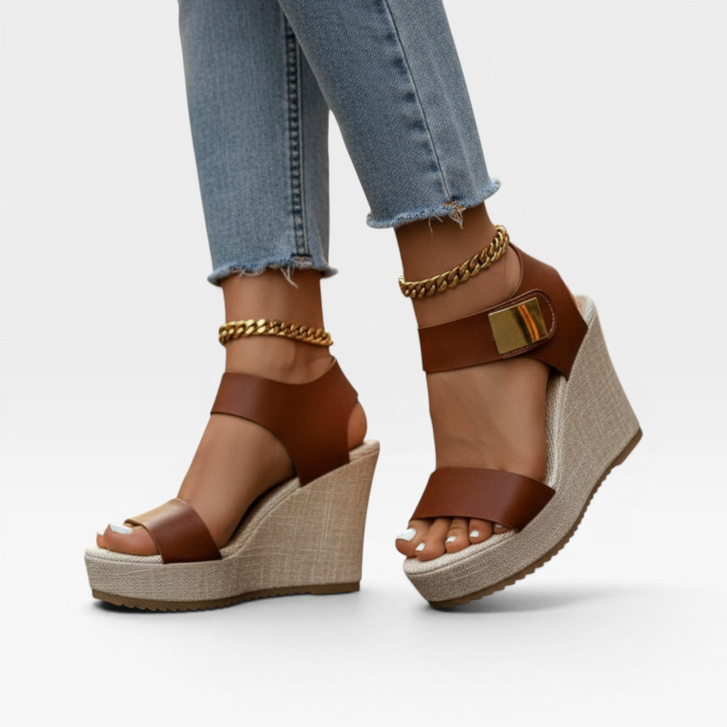 Women's Paneled Wedge Platform Sandals