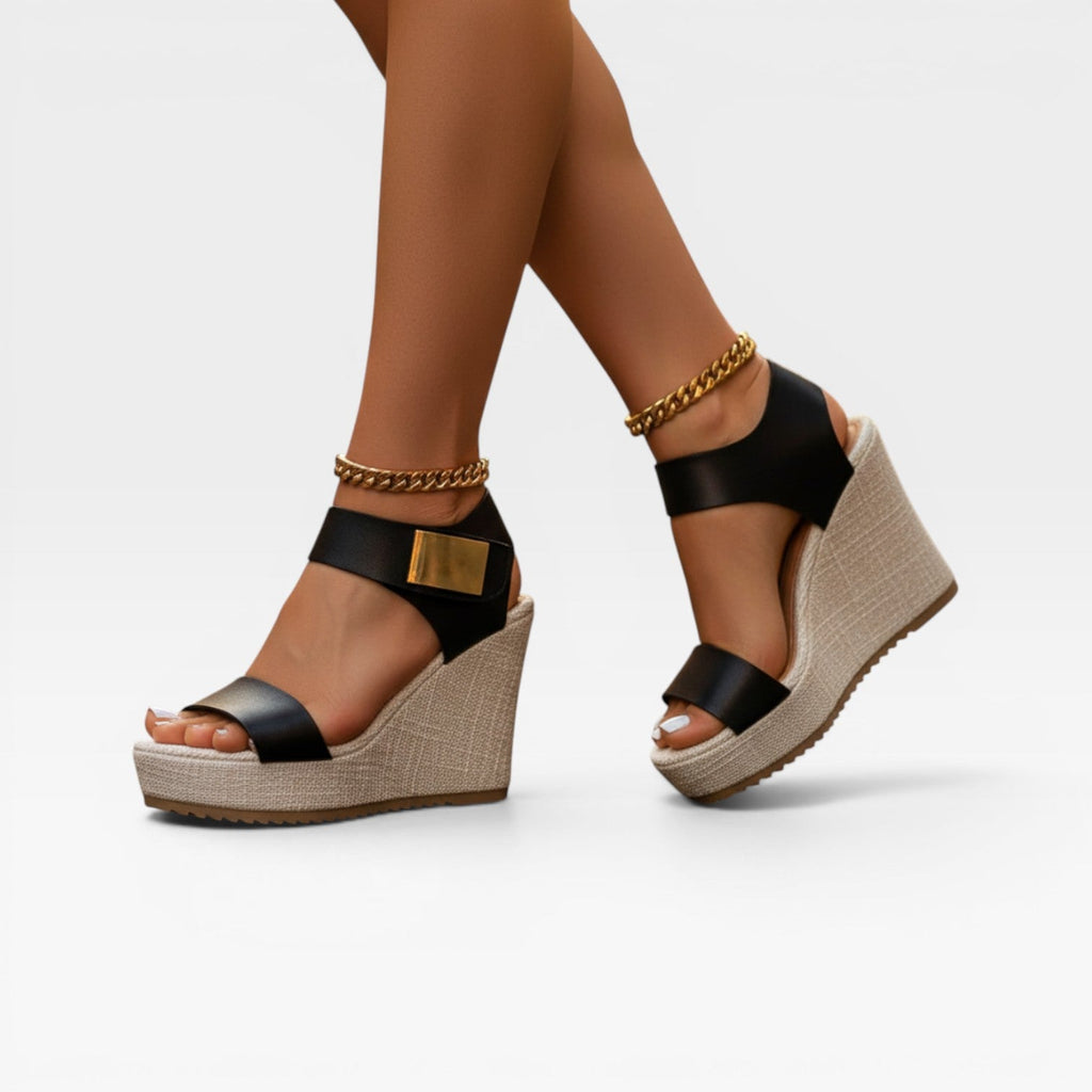 Women's Paneled Wedge Platform Sandals