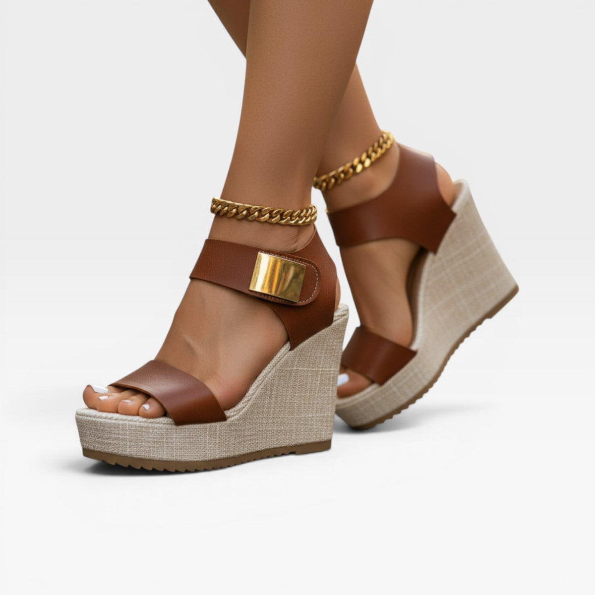 Women's Paneled Wedge Platform Sandals