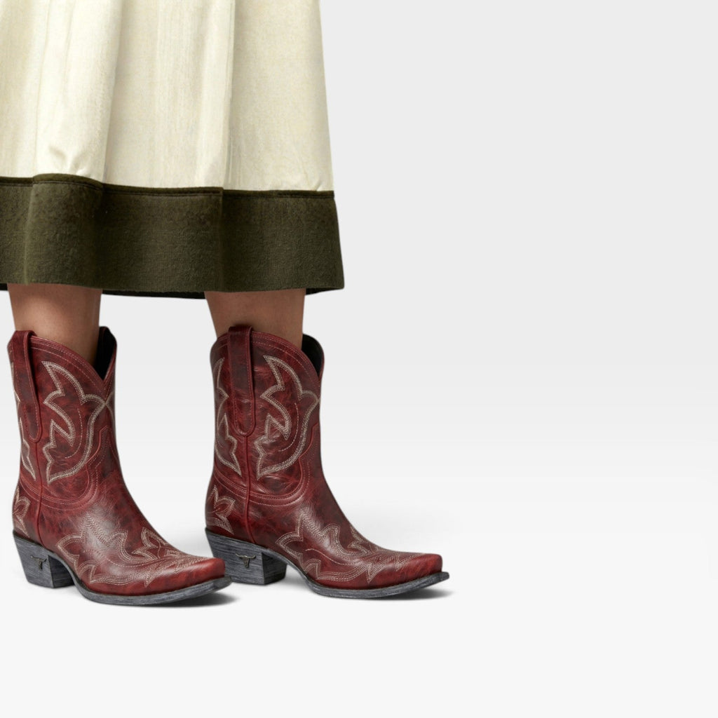 Women's Embroidered Cowboy Booties with Snip Toe