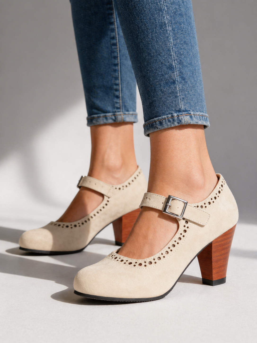 Women's Block Heel Mary Jane Shoes
