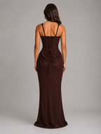 Women's Bodycon Corset Maxi Dress with Draped Waist