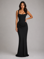 Women's Bodycon Corset Maxi Dress with Draped Waist