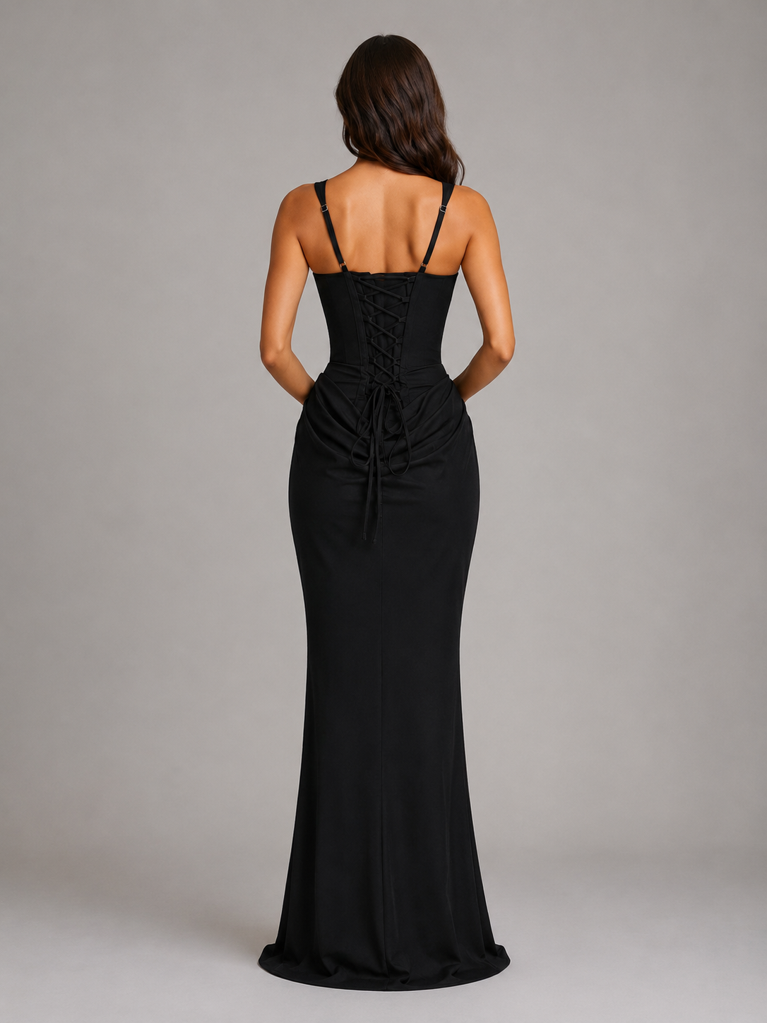 Women's Bodycon Corset Maxi Dress with Draped Waist