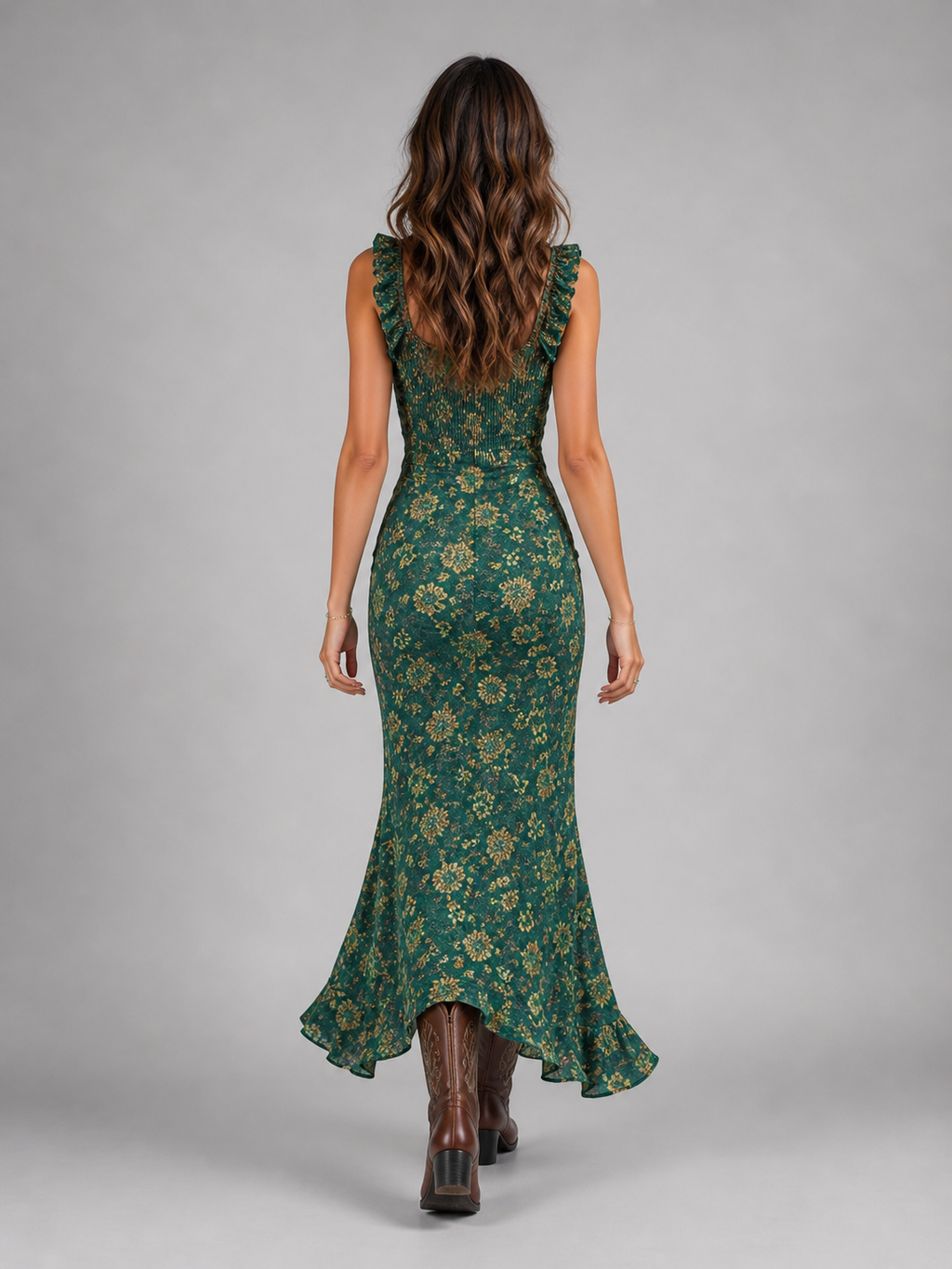 Women's Boho Floral Side Slit Maxi Dress