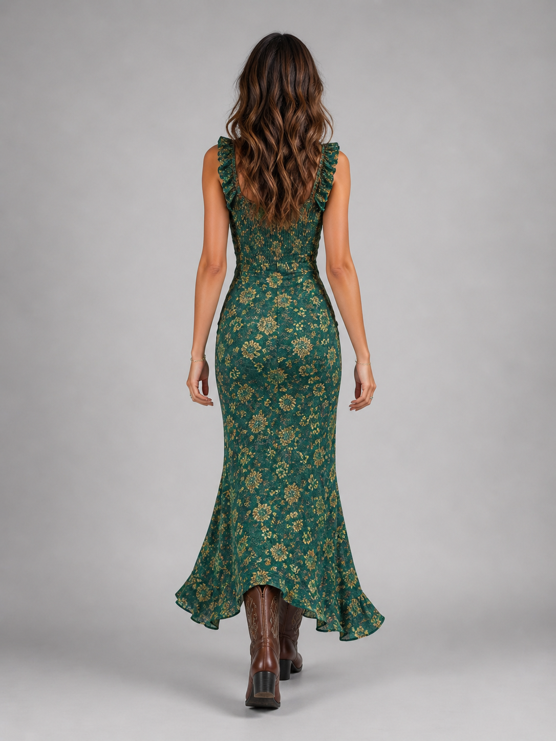 Women's Boho Floral Side Slit Maxi Dress
