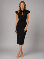 Women's Bow Tie Neck Midi Dress