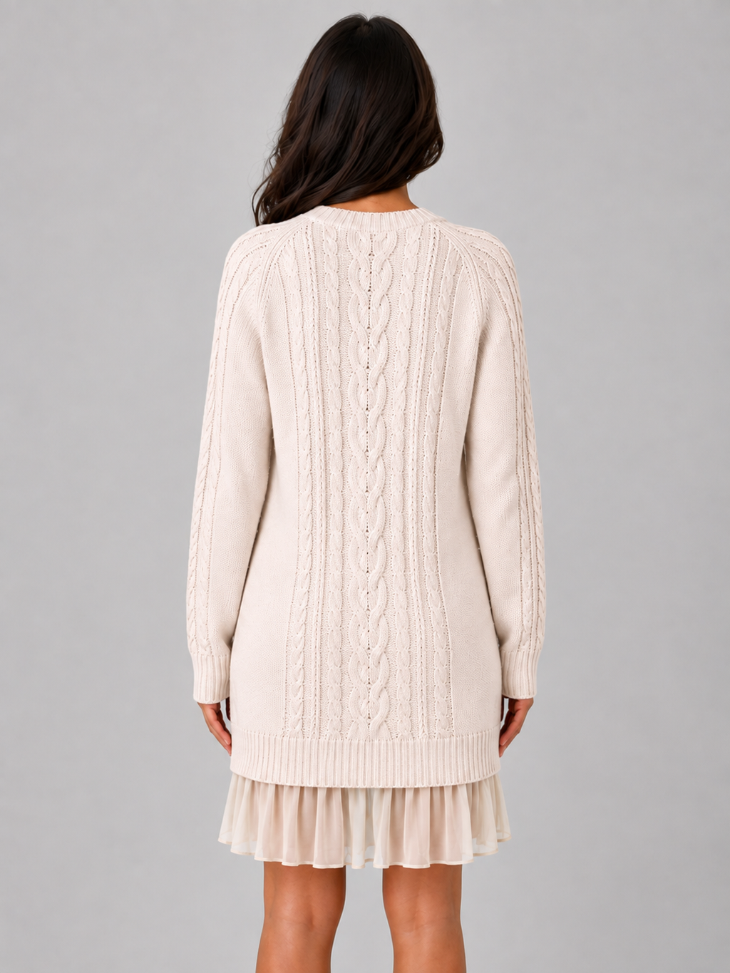 Women's Cable Knit Pleated Mini Dress