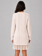 Women's Cable Knit Pleated Mini Dress