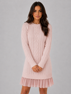 Women's Cable Knit Pleated Mini Dress