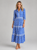 Women's Chain Print Midi Dress with Relaxed Fit