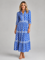 Women's Chain Print Midi Dress with Relaxed Fit