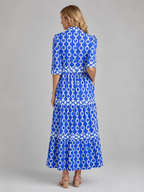 Women's Chain Print Midi Dress with Relaxed Fit