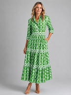 Women's Chain Print Midi Dress with Relaxed Fit