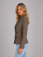 Women's Checked Double Breasted Tailored Blazer
