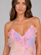 Women's Chiffon Floral Ruffle Maxi Dress