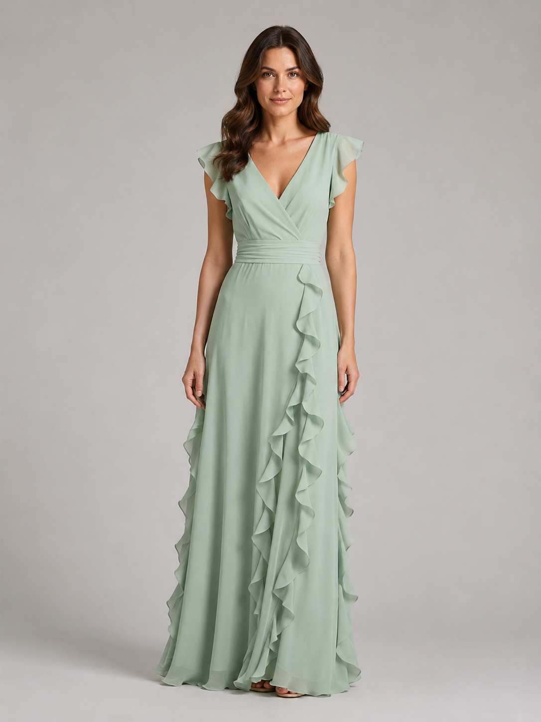 Women's Chiffon Ruffle Maxi Dress for Special Occasions