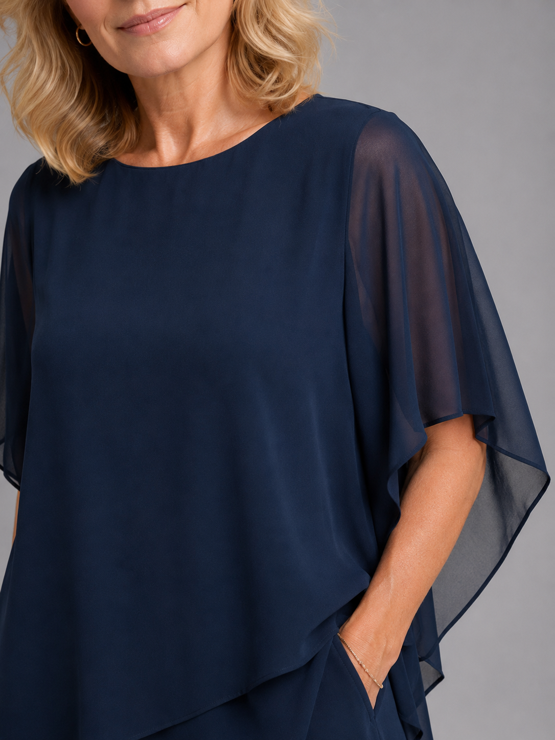 Women's Chiffon Two-Piece Set with Wide-Leg Trousers