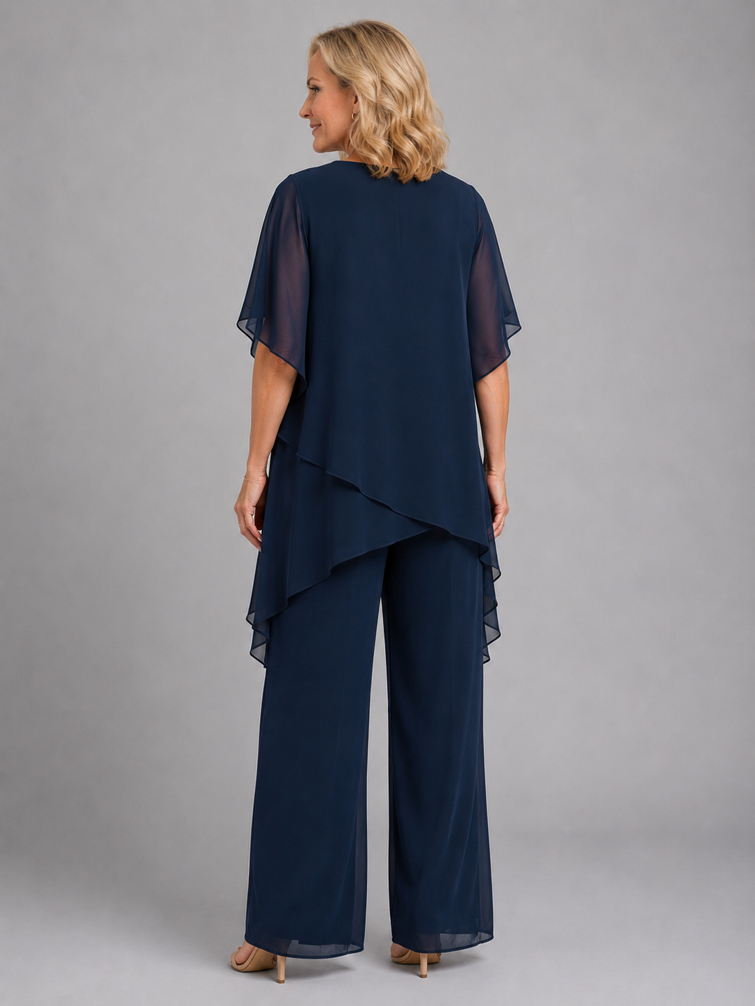 Women's Chiffon Two-Piece Set with Wide-Leg Trousers