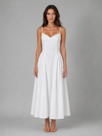 Women's Corset Midi Dress with Full Skirt