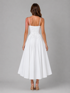 Women's Corset Midi Dress with Full Skirt