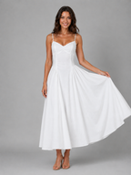 Women's Corset Midi Dress with Full Skirt