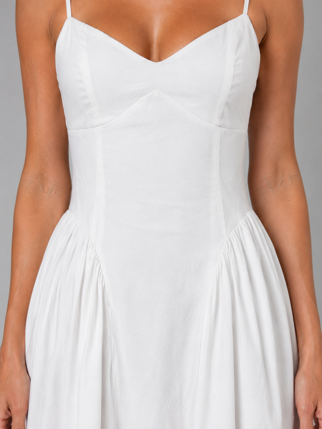 Women's Corset Midi Dress with Full Skirt