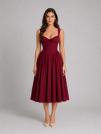 Women's Corset Pleated Midi Dress for Weddings