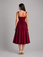 Women's Corset Pleated Midi Dress for Weddings
