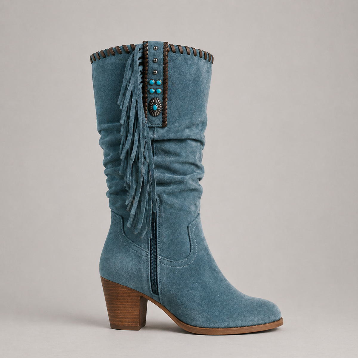 Women's Fringe Cowboy Boots in Mid-Calf Style