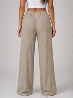 Women's Crinkle Wide Leg Trousers with Drawstring