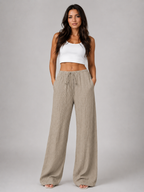 Women's Crinkle Wide Leg Trousers with Drawstring