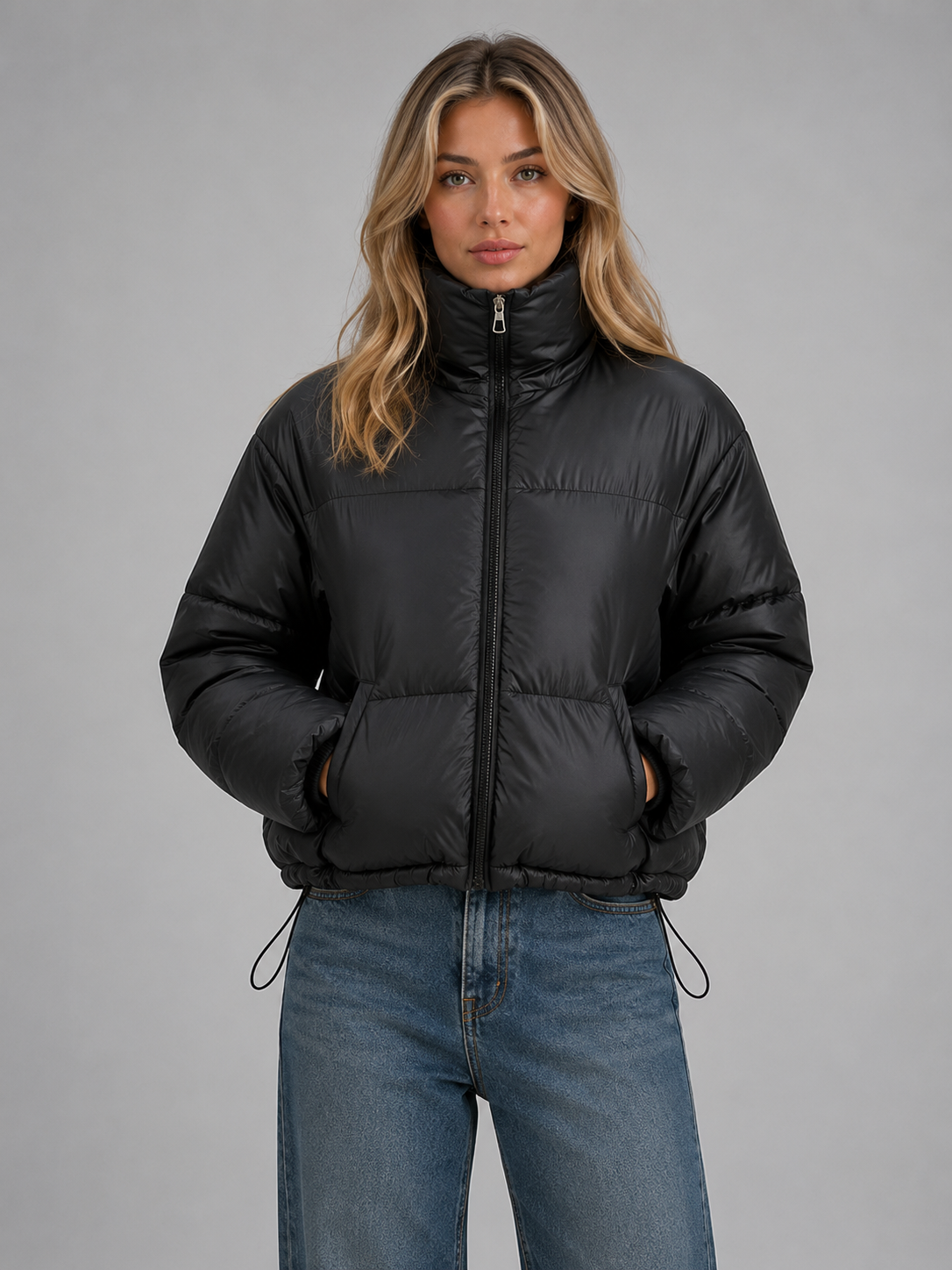 Women's Cropped High Neck Puffer Jacket