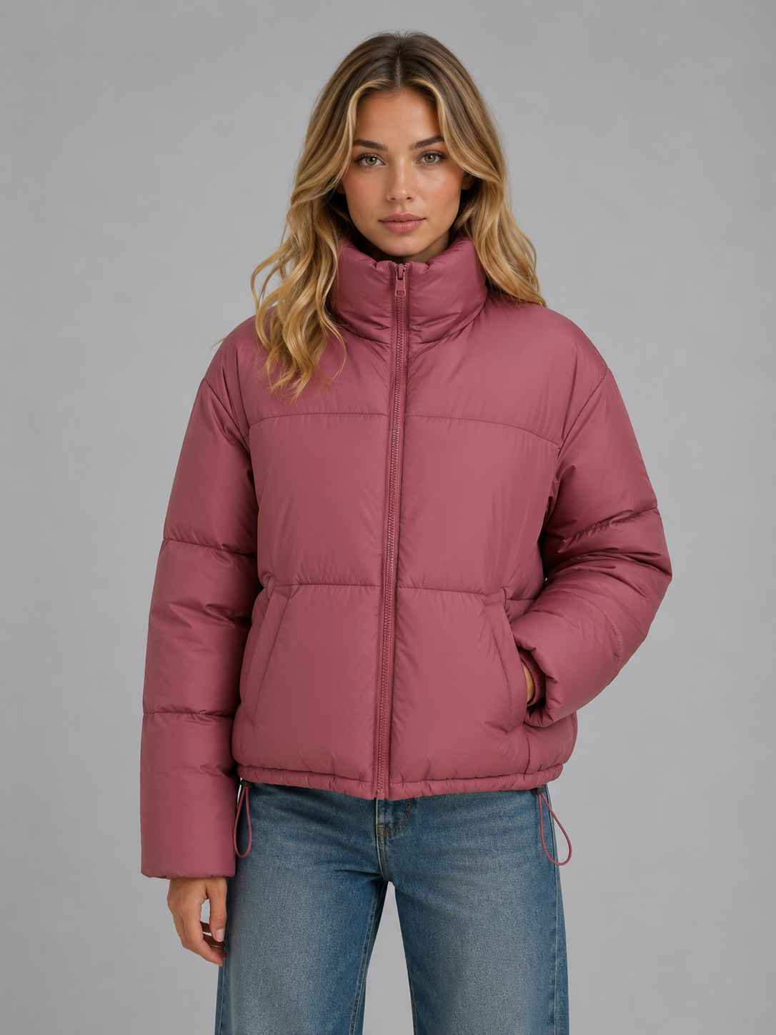 Women's Cropped High Neck Puffer Jacket