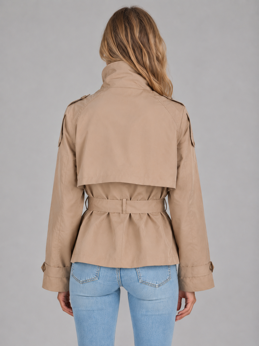 Women's Cropped Belted Trench Jacket