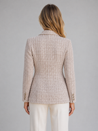 Women's Double Breasted Tweed Tailored Blazer