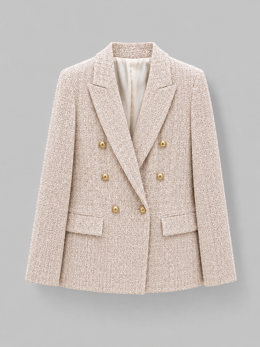 Women's Double Breasted Tweed Tailored Blazer