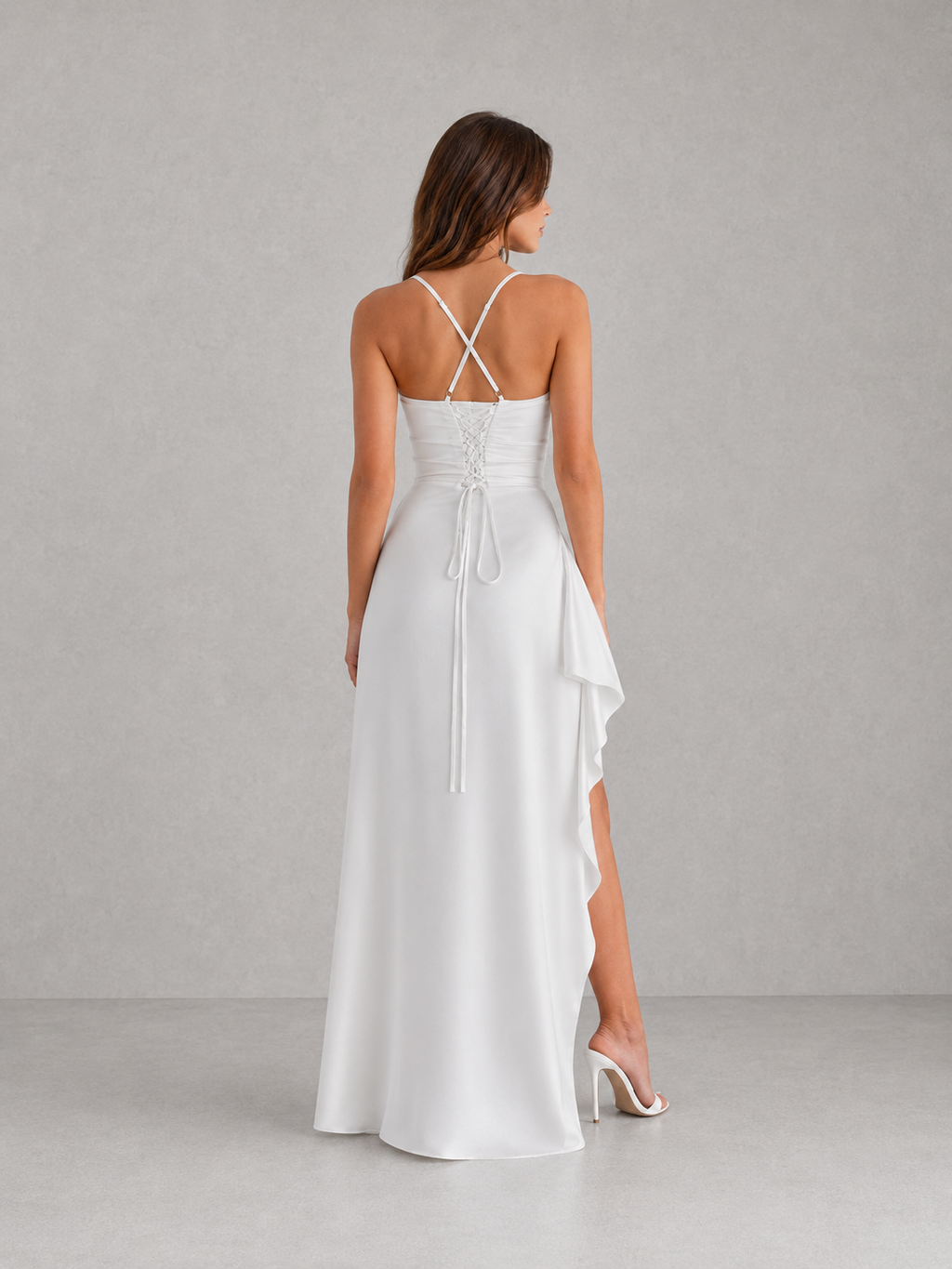 Women's Draped Satin Maxi Dress with Side Split