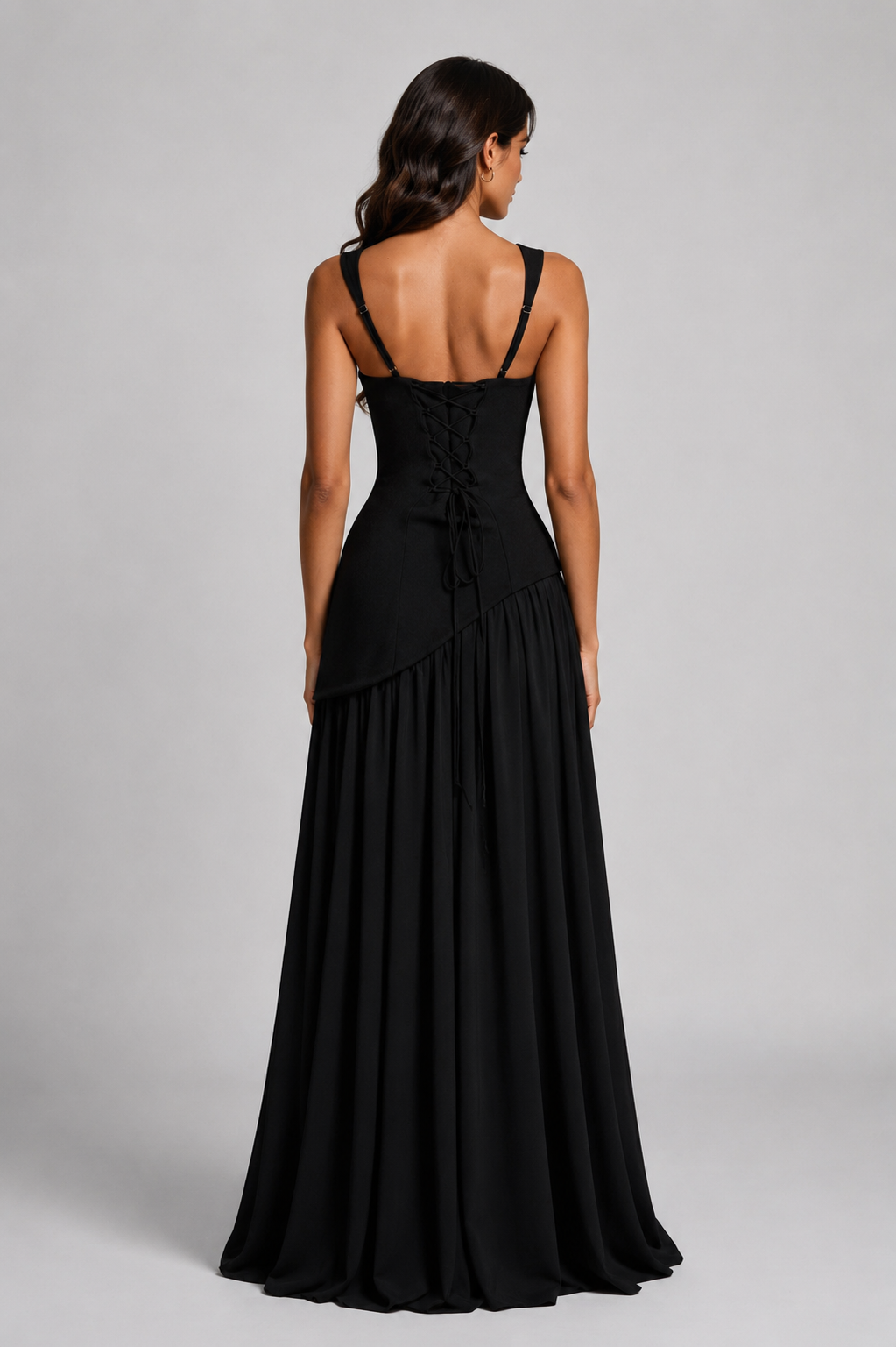 Women's Draped Satin Maxi Dress with Side Slit