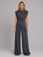 Women's Draped Two-Piece Co-Ord Set for Everyday Ease