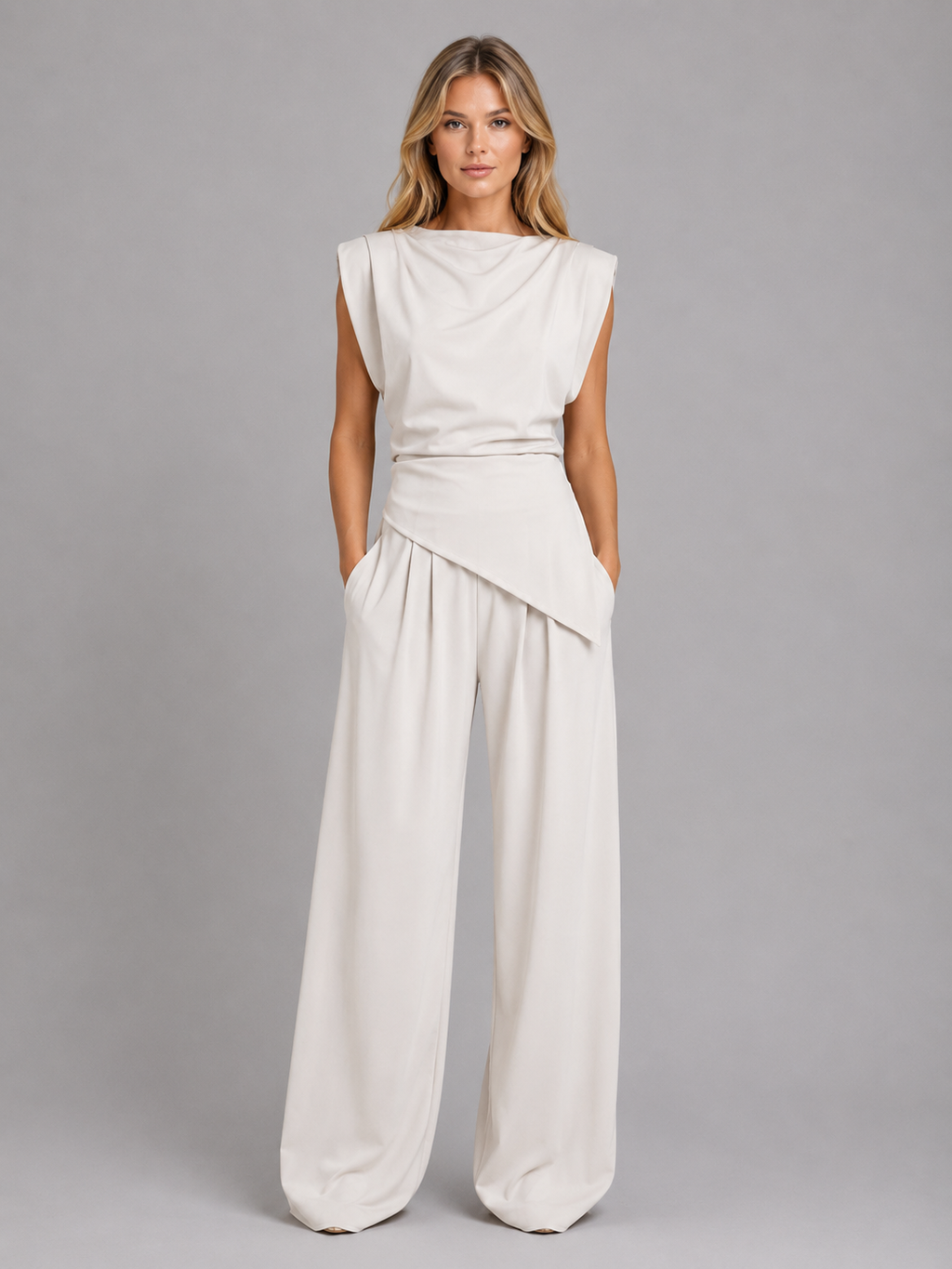 Women's Draped Two-Piece Co-Ord Set for Everyday Ease